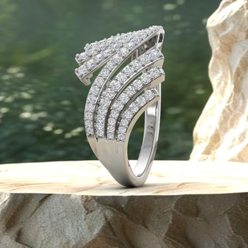 1/2 Carat Bypass Statement Diamond Ring in 10K Gold - color: White Gold
