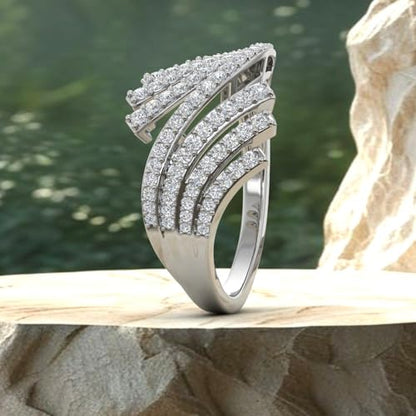 1/2 Carat Bypass Statement Diamond Ring in 10K Gold - color: White Gold