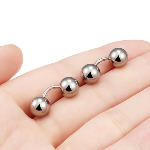 G23 Titanium 16G 14G 12G Big Piercing Balls PA Rings Piercing Jewelry Hypoallergenic Externally Threaded Curved Barbell VCH Piercing Jewelry Women Men 6mm 8mm 10mm Balls - style: 16G Titanium-6mm bars-8mm balls