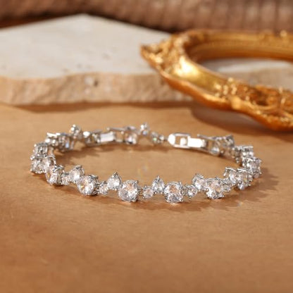FANZE Gold Plated Cubic Zirconia Tennis Bracelets for Women Dainty Trendy Adjustable Bracelet Jewelry Gift for Ladies Wedding Mother Birthday Anniversary - style: Style 13