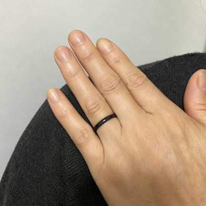 3mm Stainless Steel Classical Plain Stacking Band Statement Wedding Promise Ring For Women - color: Black