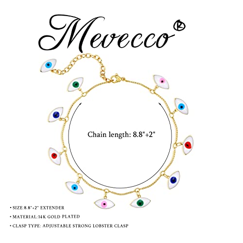 MEVECCO Anklet for Women Gold Chain 14K Gold Plated Dainty Boho Beach Summer Simple Foot Jewelry Ankle Bracelet - style: Big Evil Eye