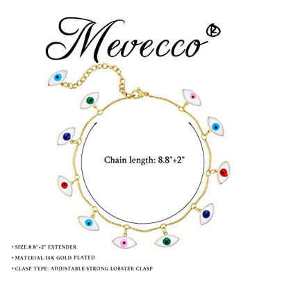 MEVECCO Anklet for Women Gold Chain 14K Gold Plated Dainty Boho Beach Summer Simple Foot Jewelry Ankle Bracelet - style: Big Evil Eye