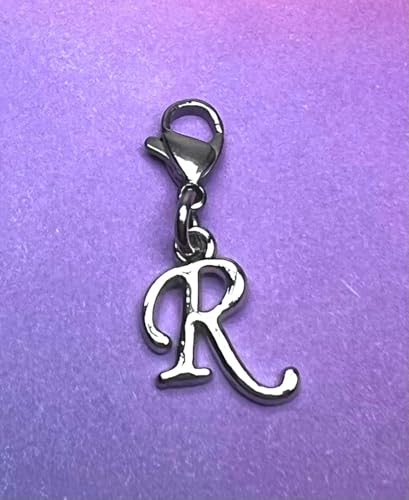 Initial Italic Cursive Stainless Steel Clasp Clip on Charm Graduation Cap Tassel Event Party Invitation Card Baby Shower Birthday Thank You Celebration Personalized Congratulations Choice of 26 Letters - style: Letter R
