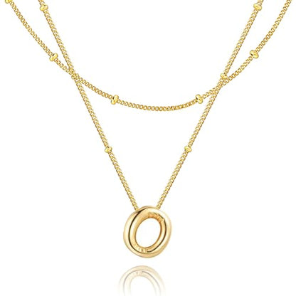 Bubble Letter Necklace for Women, 14k Gold Plated Initial Letter Pendant Necklace Personalized Jewelry A - Z 26 letters - style: Gold-O
