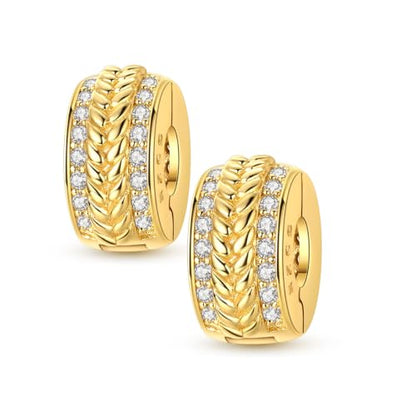 Gold Clip Stopper Charms for Pandora Bracelets Spacers Bead Charms Packs Jewelry Gift for Women - color: Good Luck-2 Packs