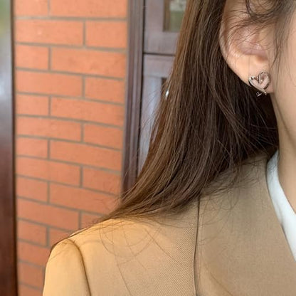 Silver Stud Earrings for Women Small Love Heart Shaped Dainty Cute Hypoallergenic Earrings Fashion Jewelry Birthday Gifts