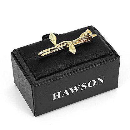 HAWSON 2 inch Tie Clip for Men-Novelty Sport Necktie Bar Clip,Tie Pin,Special Interesting Gift for Men - style: Gold Rose