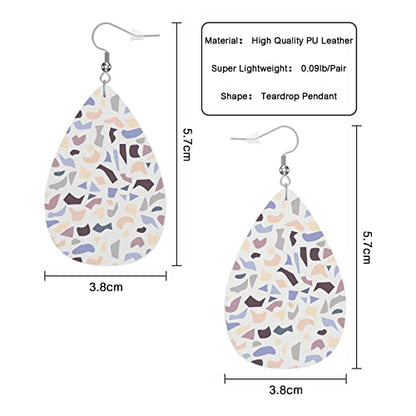 Marble Texture Leather Earrings For Women Abstract Purple Marble Stone Lightweight Water Drop Earrings Fashion Jewelry Teardrop Earrings For Friends - color: Marble Texture