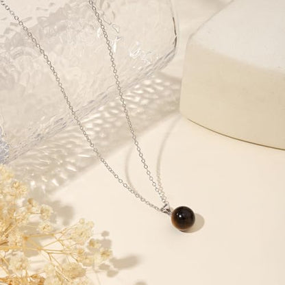 Natural Jade Necklace for Women Sterling Silver Adjustable Handmade Green Jade Pendant Necklaces Healing Crystal Necklace Good Luck Gift for Her - style: Tiger Eye Necklace