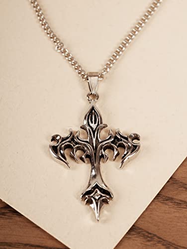 Sacina Gothic Layered Cross Choker Necklace, Goth Emo Grunge Necklace, Goth Jewelry, Halloween Christmas Jewelry Gift - color: Silver
