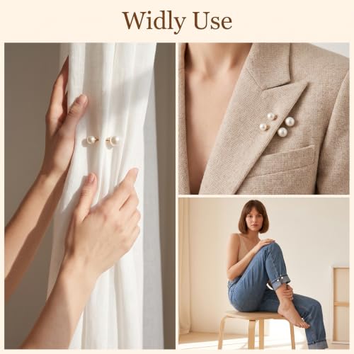 10pcs Pearl Pins, Decorative Pins for Clothes, Faux Pearl Pin for Clothes | Decorative Safety Pins, Pant Hem Clips,Faux Pearl Shawl Pins Sweater Clips, Length Adjuster, Beige White Gold