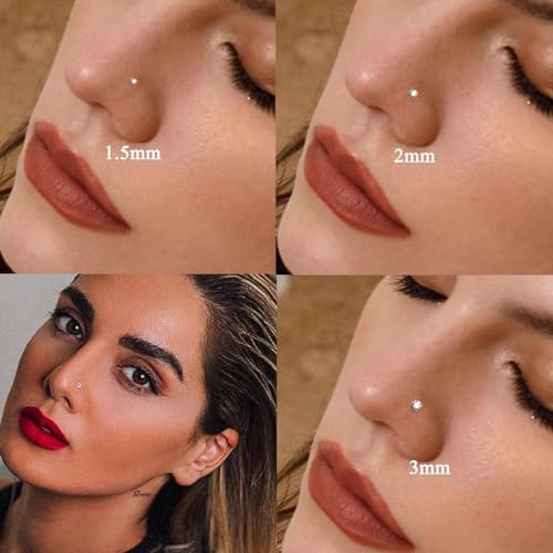 18G Nose Rings Hoop and 20g Nose Studs Sets for Women Men, Hypoallergenic 316L Surgical Steel Hinged Clicker Segment CZ Nose Hoops Double Hoop Nose Ring Septum Lip Helix Cartilage Daith Tragus Sleeper Earrings Gold Silver L Shape/Corkscrew Nose Studs Nost