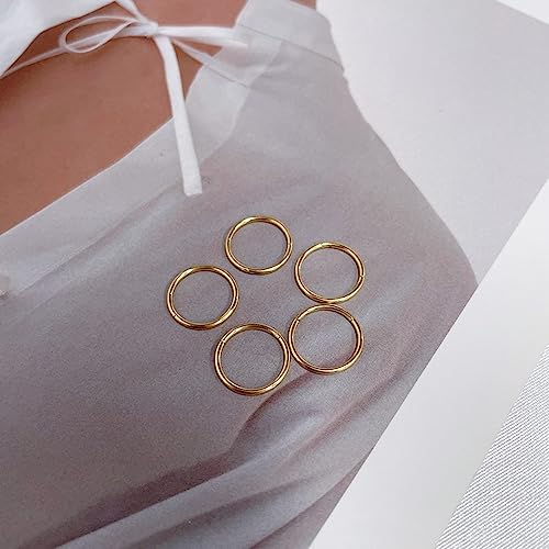 5Pcs Stainless Steel 16G 18G Sleeper Hoop Earrings for Women Men Septum Hinged Clicker Nose Lip Ring Helix Daith Cartilage Tragus Piercings Tiny Small Huggie Hoops Hypoallergenic Sensitive Ears Jewelry - style: 10mm in gold-tone 18G