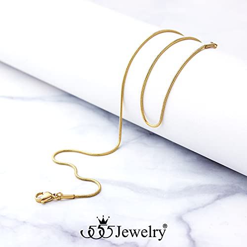555Jewelry 1.2mm Stainless Steel Snake Chain Necklace for Men & Women, 16-28 Inch - color: Gold