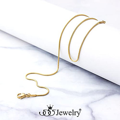 555Jewelry 1.2mm Stainless Steel Snake Chain Necklace for Men & Women, 16-28 Inch - color: Gold