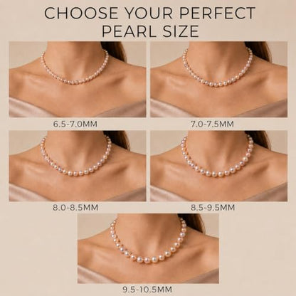 The Pearl Source Real Freshwater Pearl Necklace for Women, Genuine Cultured Freshwater Pearls, Fine Jewelry Gift