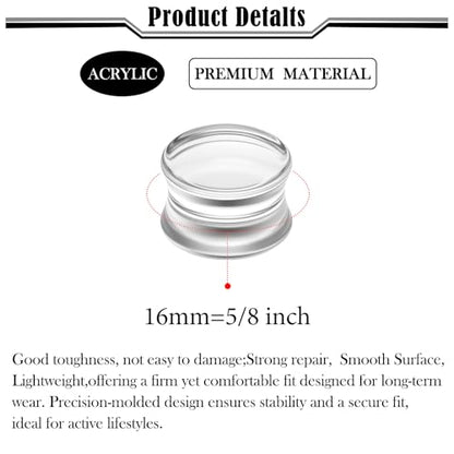 6G-50mm Solid Ear Plugs Tunnels for Women Men Double Flared Saddle Ears Gauge Plug Stretcher Expander Piercing Body Jewelry Black White Clear 1 Pairs - color: Clear Tone, size: 16mm = 5/8 inch