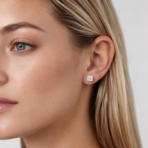CoBi Cubic Zirconia Earrings for Women, 3 Pairs CZ Stud Earring Set, 4, 6, 8 mm, Small Minimalist Earring, Everyday Wear Jewelry, Fashion Accessories, Hypoallergenic, Ideal Gift