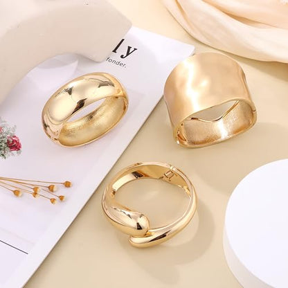 1-3PCS Chunky Irregular Cuff Bracelets for Women | Wide Bangle Bracelet,Trendy Chunky Bangle Bracelets,Irregular Statement Wrist Cuff Wrap Bracelet
