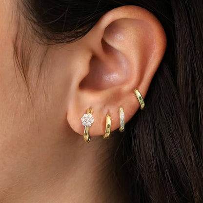 4Pairs Statement Gold Hoop Earrings for Women Trendy,Surgical Steel Gold Plated Hoop Hypoallergenic Earrings Set,Titanium Hoops Earring Stacks,CZ Cartilage Huggie Hoops Earring Gifts for Girlfriend - color: 4 Pairs hoop earrings -C