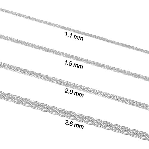 Kooljewelry 925 Sterling Silver Round Wheat Chain Necklace (1 mm, 1.5 mm, 2 mm or 2.6 mm) | Made in Italy - size: 24 inch, style: 1.1 mm wide