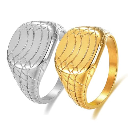 PCY Stainless Steel Gold Plated Men Women Band Ring - color: 13mm Silver TY