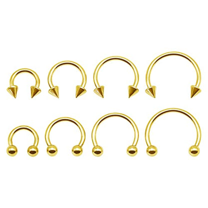 BLISI G23 Solid Titanium Eyebrow Piercing Jewelry, Gold Black Rose Gold Silver Pink Rainbow Eyebrow Rings 16G Curved Barbell,Tiny Vertical Labret Lip Jewelry Rook Piercing Jewelry for Women and Men - color: Gold 2