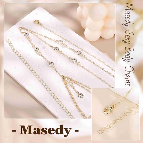 14K Gold Sexy Body Chains for Women Necklace Layered Bikini Bra Chain Crossover Belly Chain Rhinestone Summer Chest Chain Beach Prom Nightclub Body Chain Jewelry - style: Gold C