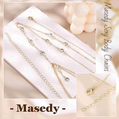14K Gold Sexy Body Chains for Women Necklace Layered Bikini Bra Chain Crossover Belly Chain Rhinestone Summer Chest Chain Beach Prom Nightclub Body Chain Jewelry - style: Gold C