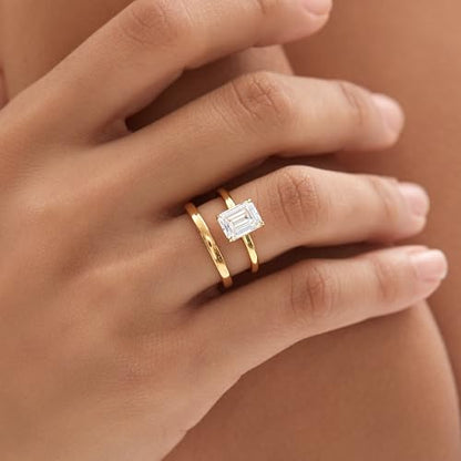 Michooyel 925 Sterling Silver 2ct Cubic Zirconia Engagement Ring for Women, Emerald Cut CZ Solitaire Promise Rings 18K Gold/Rhodium Plated Rings Size 5-9 - color: Gold