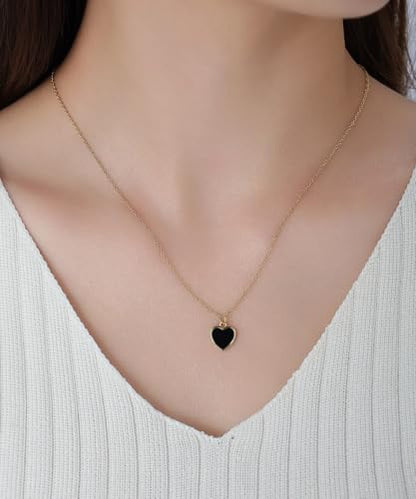 18K Gold Plated, Pt Plated Chain Necklace with Knot, Butterfly, Heart Pendant for Women, Delicate Minimalist Jewelry, 18-20 Inches - color: 10mm White Heart