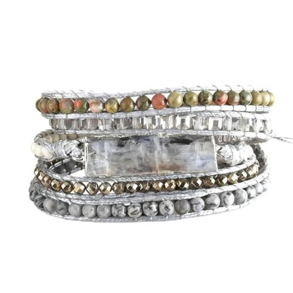 Women Wrap Bracelets Boho Natural Stone Jasper Turquoises Strand Bracelet Jewelry Collection - color: Sodalite