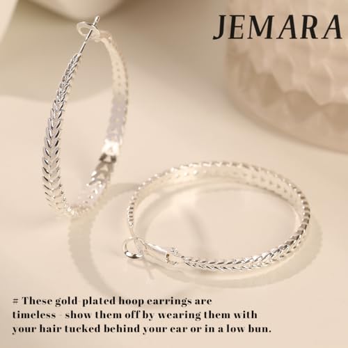 JEMARA Silver Hoop Earrings for Women Hypoallergenic 925 Sterling Silver Post Hoop Earrings Lightweight Thick Large Silver Hoop Earrings 30/40/50MM - color: Silver-40MM