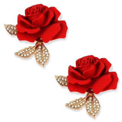A set of two crystal red rose brooches, featuring elegant enamel floral brooches set with synthetic crystals. This stylish accessory perfectly complements parties, balls, weddings, Valentine's Day gifts, and other occasions, making it an ideal gift for wo