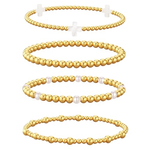 Kyerlyn Gold Bracelets for Women Waterproof, 14K Real Gold Jewelry Sets for Women Trendy Dainty Stackable Cuban Link Paperclip Chain Bracelet Pack Fashion Accessories Gifts - style: G-8