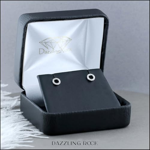 Dazzlingrock Round White Natural Diamond Halo Circle Shape Stud Earrings | 0.10 Ctw | Women | 925 Sterling Silver - color: Push Back
