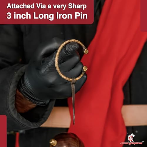 Armory Replicas™ Hand Forged Solid Brass Medieval Cloak Brooch – Viking, Celtic & Fibula Garment Pin Collection - style: Cloak Brooch