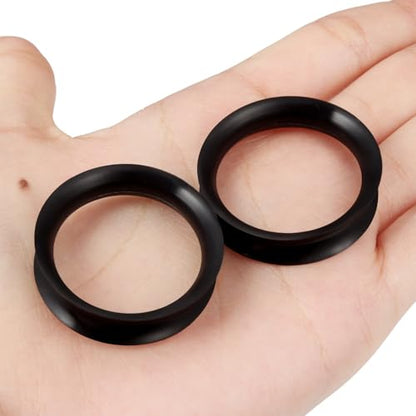 10G-50mm Thin Black Silicone Ear Gauges Tunnels Rubber Ear Plugs Gauges Double Flared Flexible Tunnel Earrings for Women Men - color: 32mm = 1 1/4 inch = 1.26 inch
