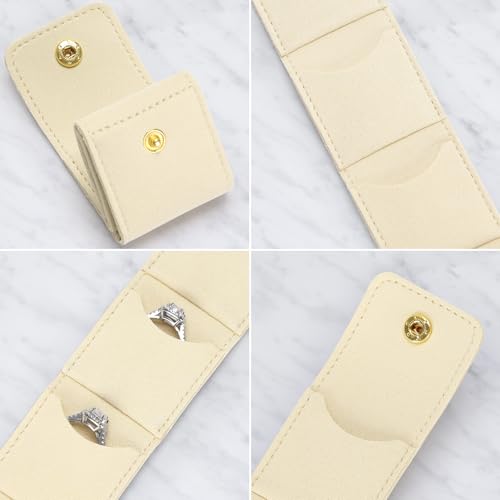 KUKUVR Mini Travel Jewelry Organizer Bag (Beige) | Foldable 4 Compartment, Gym Jewelry Holder Case, Ring Earring Necklace Storage Roll Pouch, Gift for Women - color: Beige