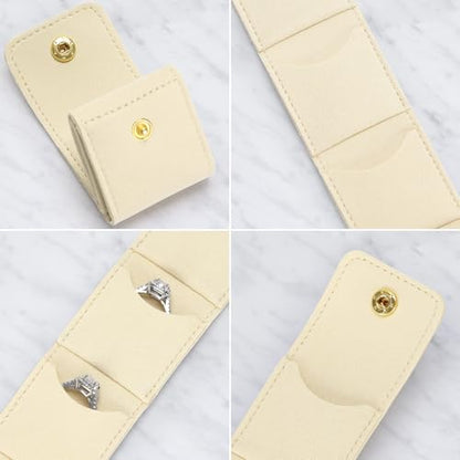 KUKUVR Mini Travel Jewelry Organizer Bag (Beige) | Foldable 4 Compartment, Gym Jewelry Holder Case, Ring Earring Necklace Storage Roll Pouch, Gift for Women - color: Beige