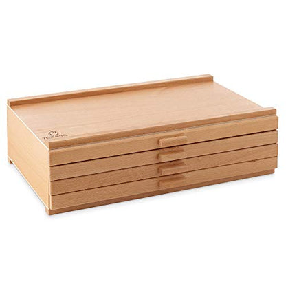 7 Elements 4 Drawer Wooden Artist Storage Supply Box for Pastels, Pencils, Pens, Markers, Brushes and Tools - size: 4-Drawer