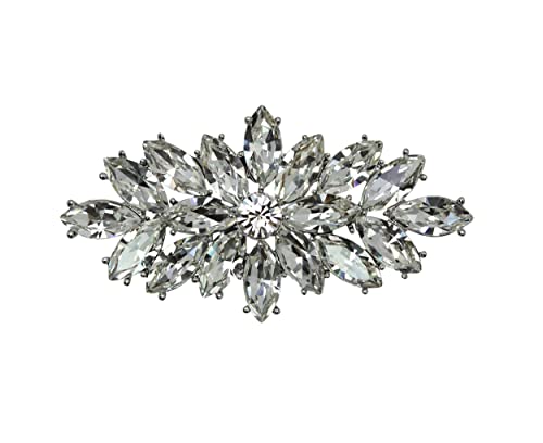 Faship Big Marquise Pin Brooch Vintage Style - color: Clear Crystal