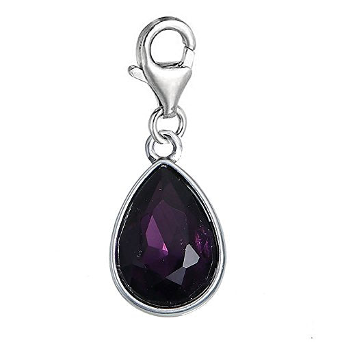 Sexy Sparkles Dangling lobster clasp charms for bracelets - color: Amethyst - February