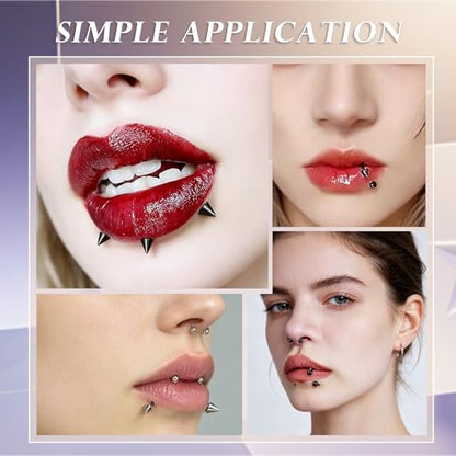 34Pcs 16G Lip Rings Stainless Steel Labret Jewelry Lip Barbell Spike Snake Bite Piercing Jewelry Horseshoe Septum Nose Ring Cartilage Tragus Helix Earrings Studs