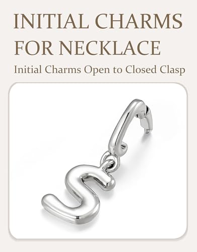 OVRUNS Initial Charm for Women Letter Bracelet Necklace Charms With Clasp | Alloy,nickel,safe for sensitive skin,Pendant with install clasp,fits bracelets with necklaces,great for gift - color: Silver, style: Letter S