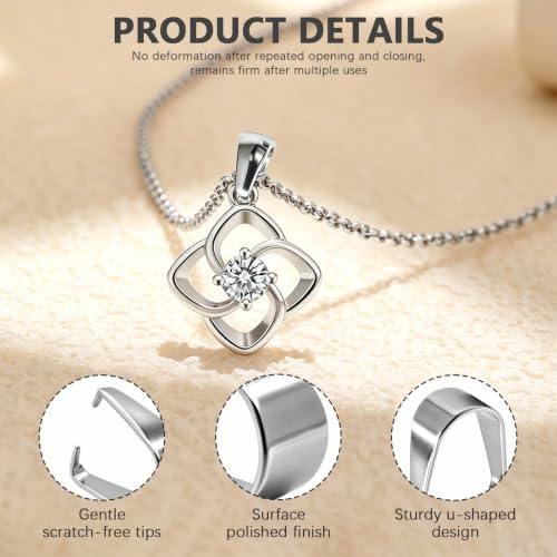 100 Pcs Pinch Clip Bail Clasps, Stainless Steel Snap On Bails | Pendant Clasp Connector, Necklace Charm Clips, 0.35 Inch Pendant Pinch Bail Clip for Jewelry DIY Craft Making(Silver)
