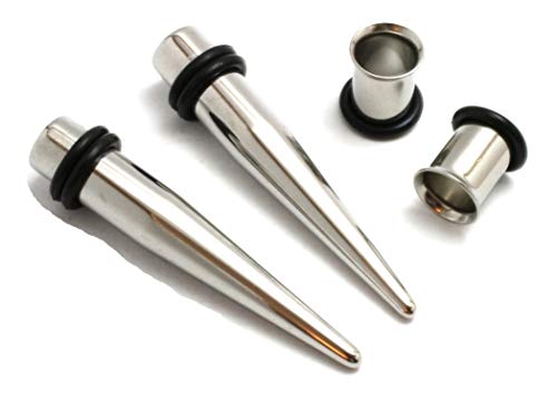 Pair of 316l Steel Tapers and Tunnels Ear Stretching Kit Gauges Gauging Plugs Choose 1g 7/16 1/2 9/16 5/8 00g-14g - style: 9/16"