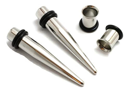 Pair of 316l Steel Tapers and Tunnels Ear Stretching Kit Gauges Gauging Plugs Choose 1g 7/16 1/2 9/16 5/8 00g-14g - style: 1/2"