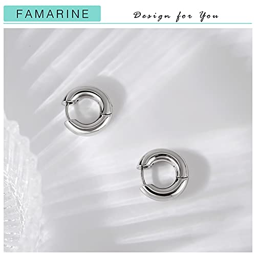 FAMARINE Chunky Thick Hoop Earrings for Women Gold Hoops Huggie Earrings for Men Gift - color: 5/8" Hoop Silver
